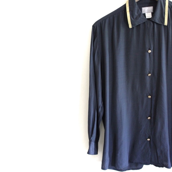 Esprit Navy Gold Embellished Button Up Small NWT - Picture 3 of 6